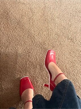 Rare Vintage Y2K Nine West Women's Square-Toe Heel Pumps with Ankle Strap